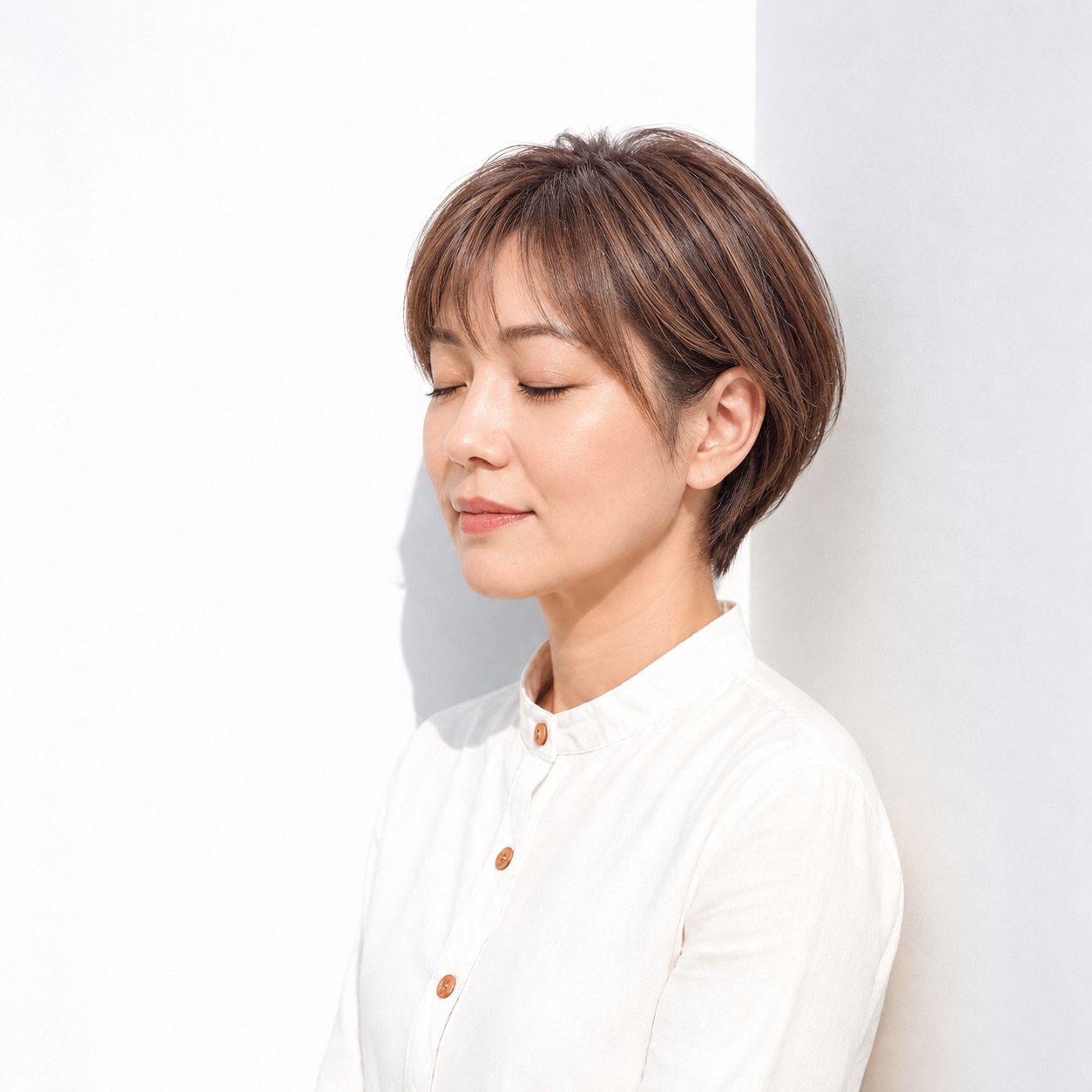 3. ショートボブ × 薄め前髪：丸みと透ける前髪でやわらかく見える