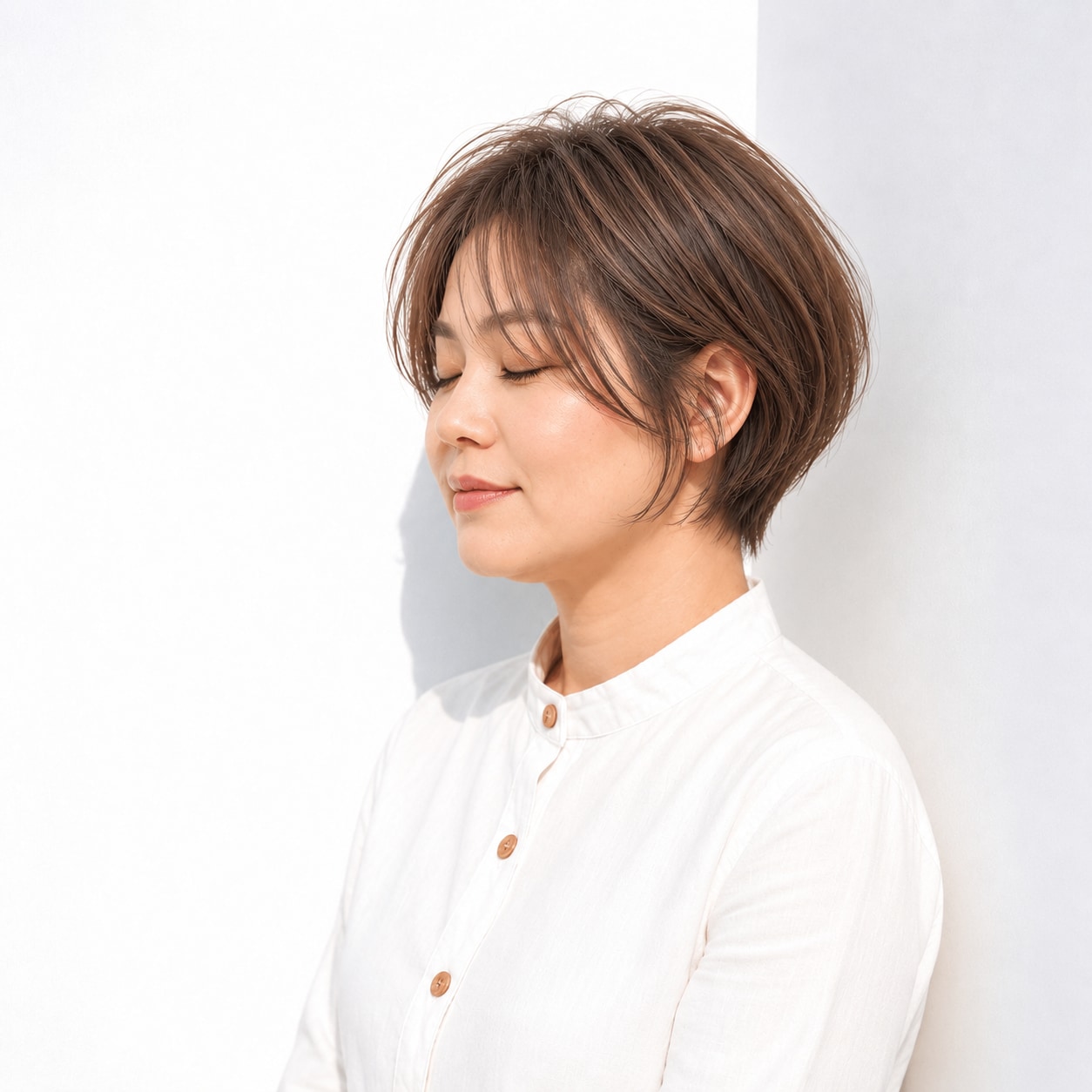 3. ショートボブ × サイドバング：顔まわりを優しく縁取る