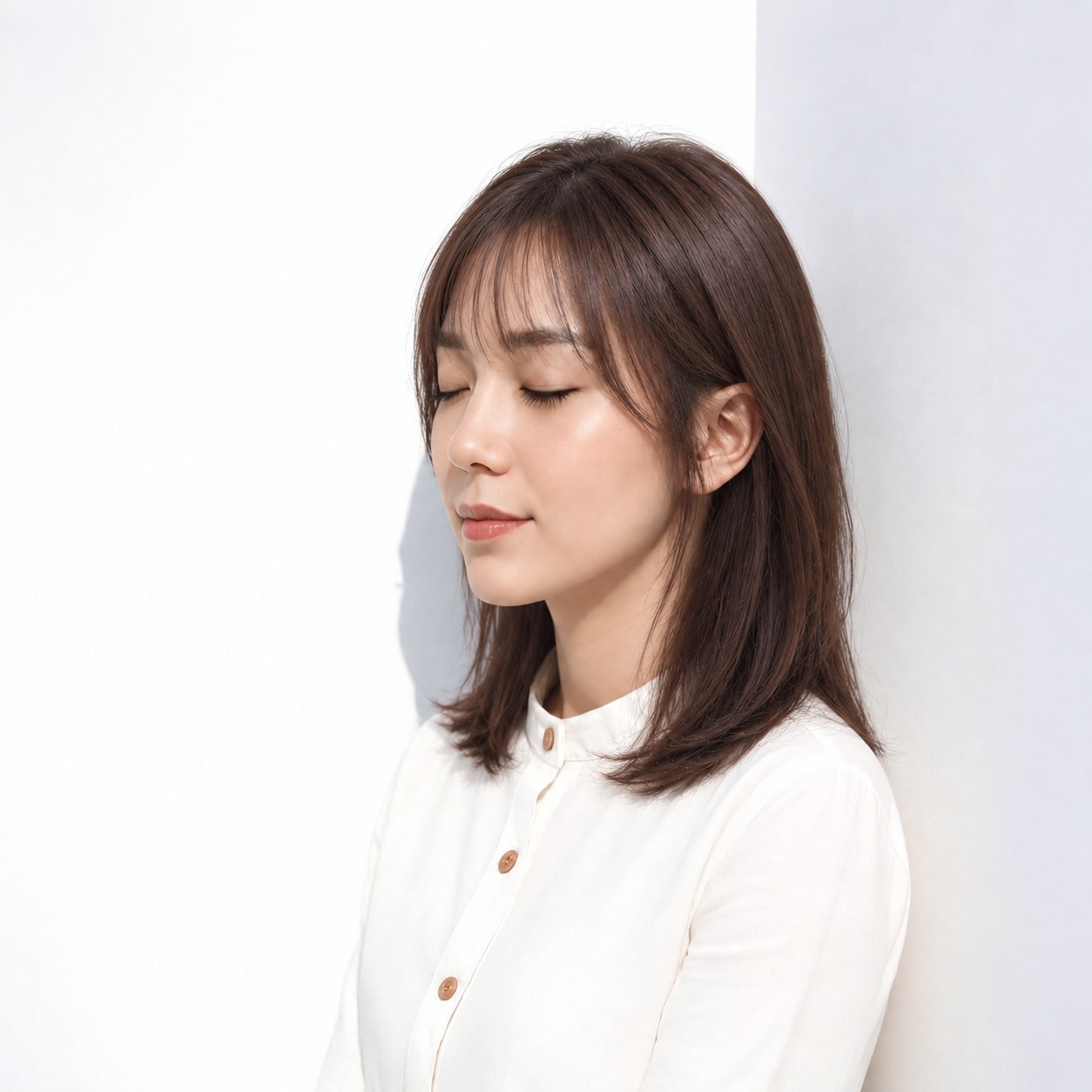 4. ナチュラルミディアム × チョコブラウン：毛先の小さな丸みなら作り込みすぎずにまとまる