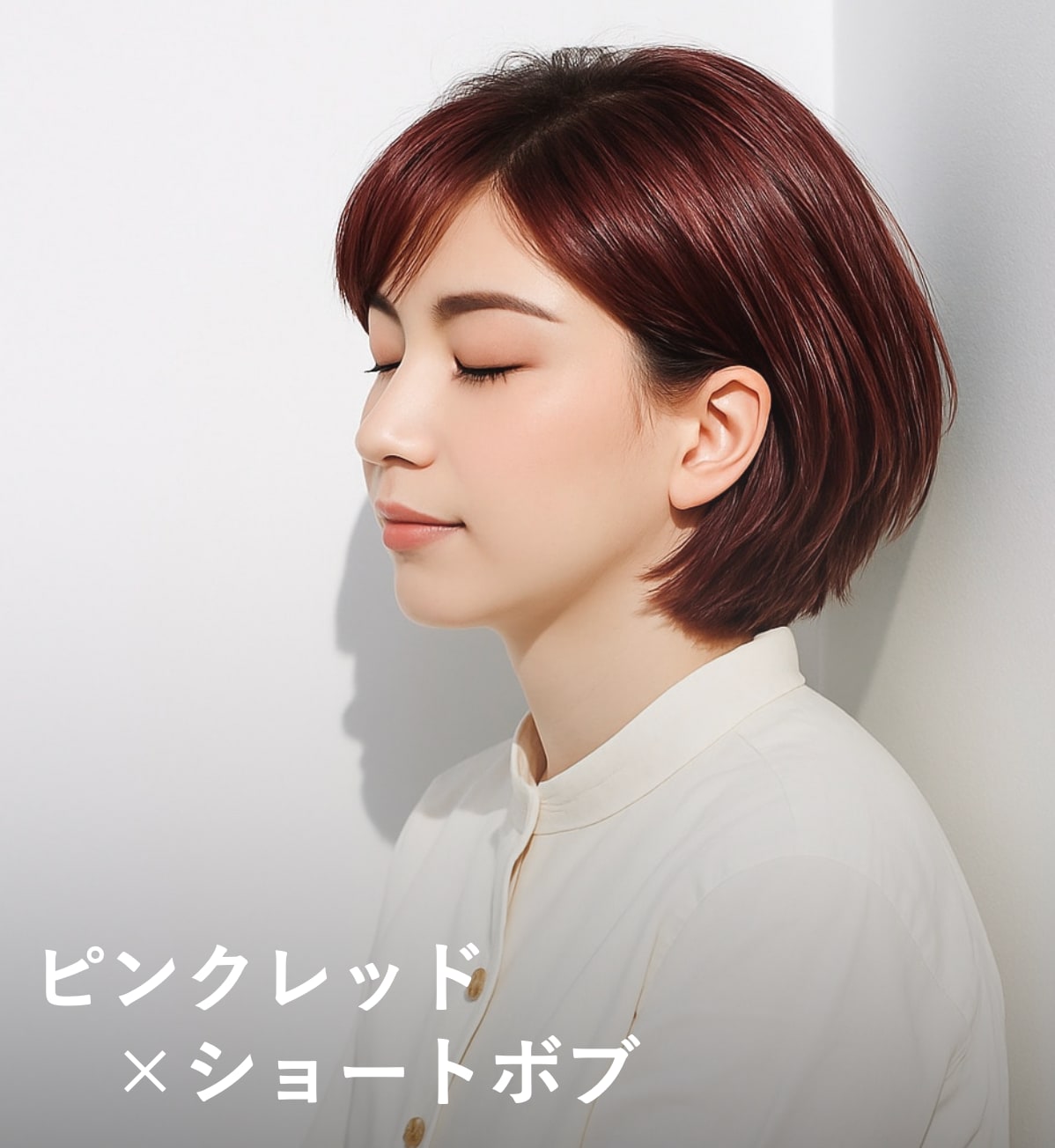 6. ピンクレッド×ショートボブ