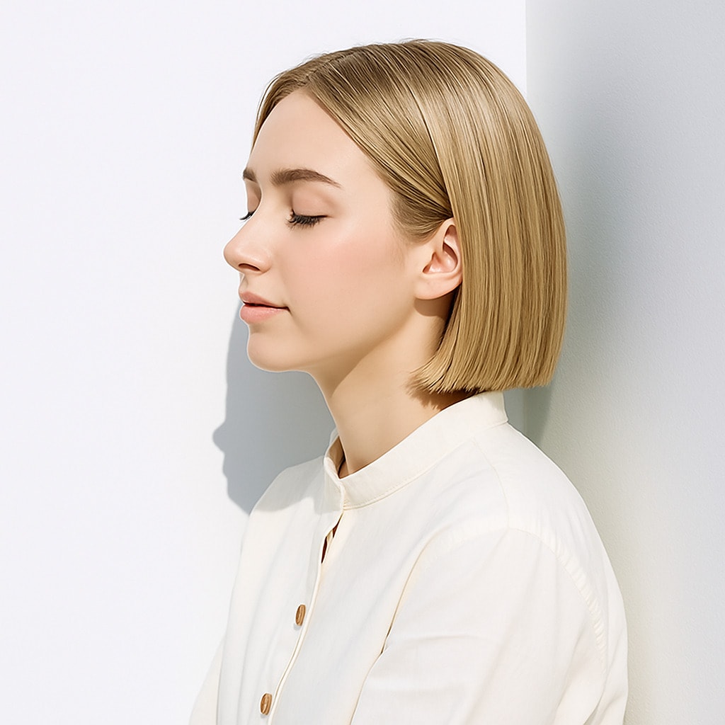 6. プラチナブロンド×ショートボブ：表情を明るく見せるハイトーンカラー