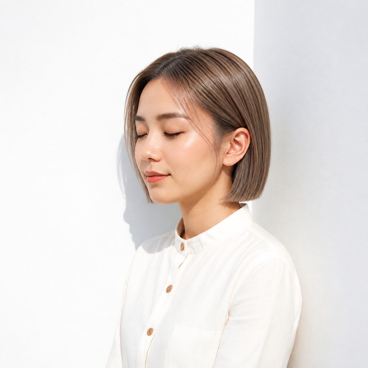 6. ヘイリーボブ × アッシュブラウン：やわらかな艶を楽しむ