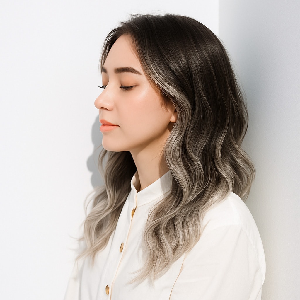6. ホワイトベージュ×軽やか：毛先の軽やかさで洗練された印象に