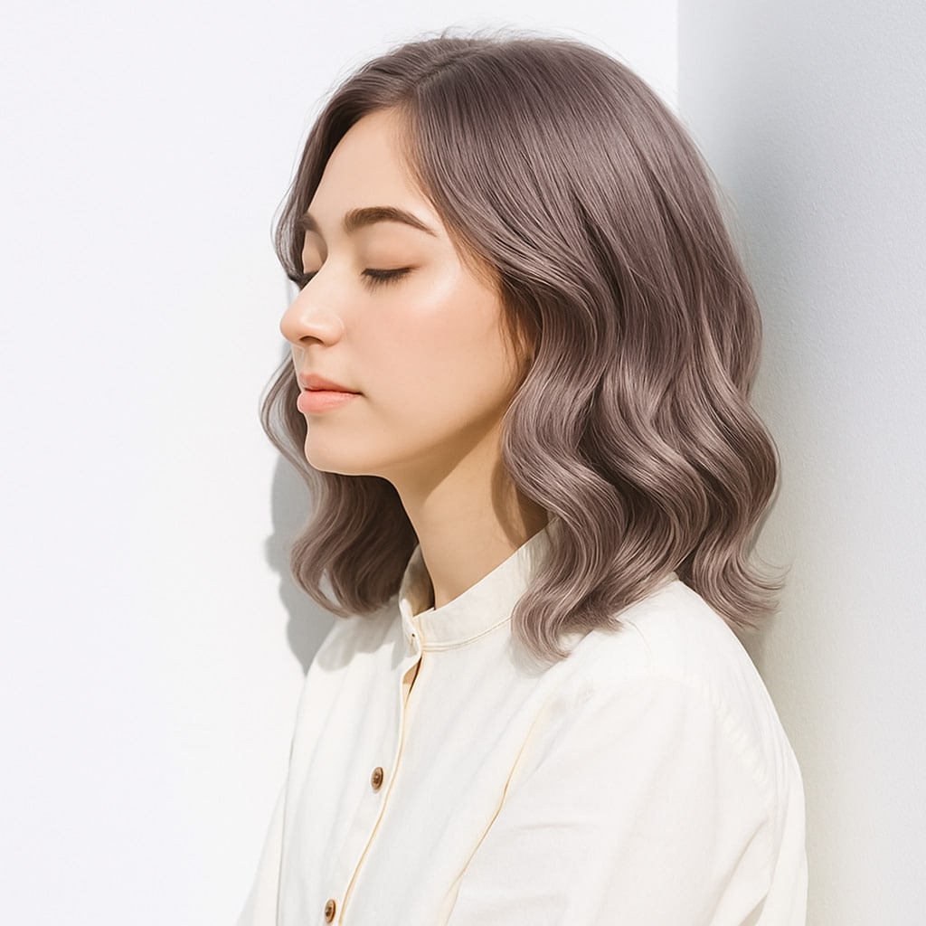 6. ミルキーベージュ×ラベンダー：肌を引き立てるやわらかな輝き