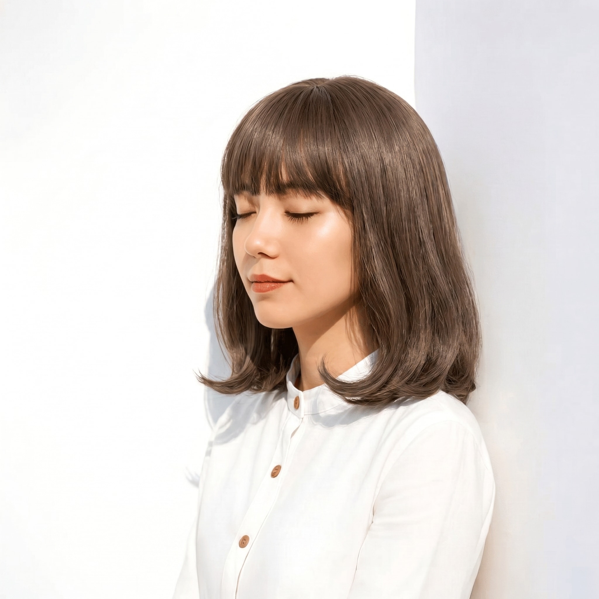 6. モカグレージュ×外ハネボブ: 透明感のある色みで、上品な抜け感を演出する