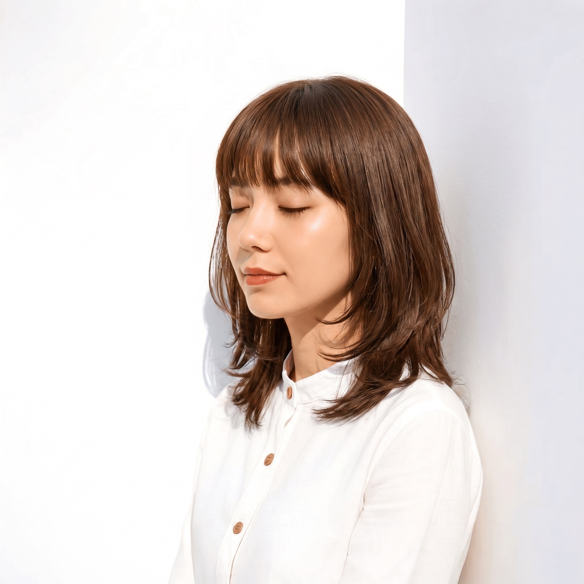 6. モカブラウン×ボブ: 暗めブラウンに赤みを含ませて大人っぽい印象になる