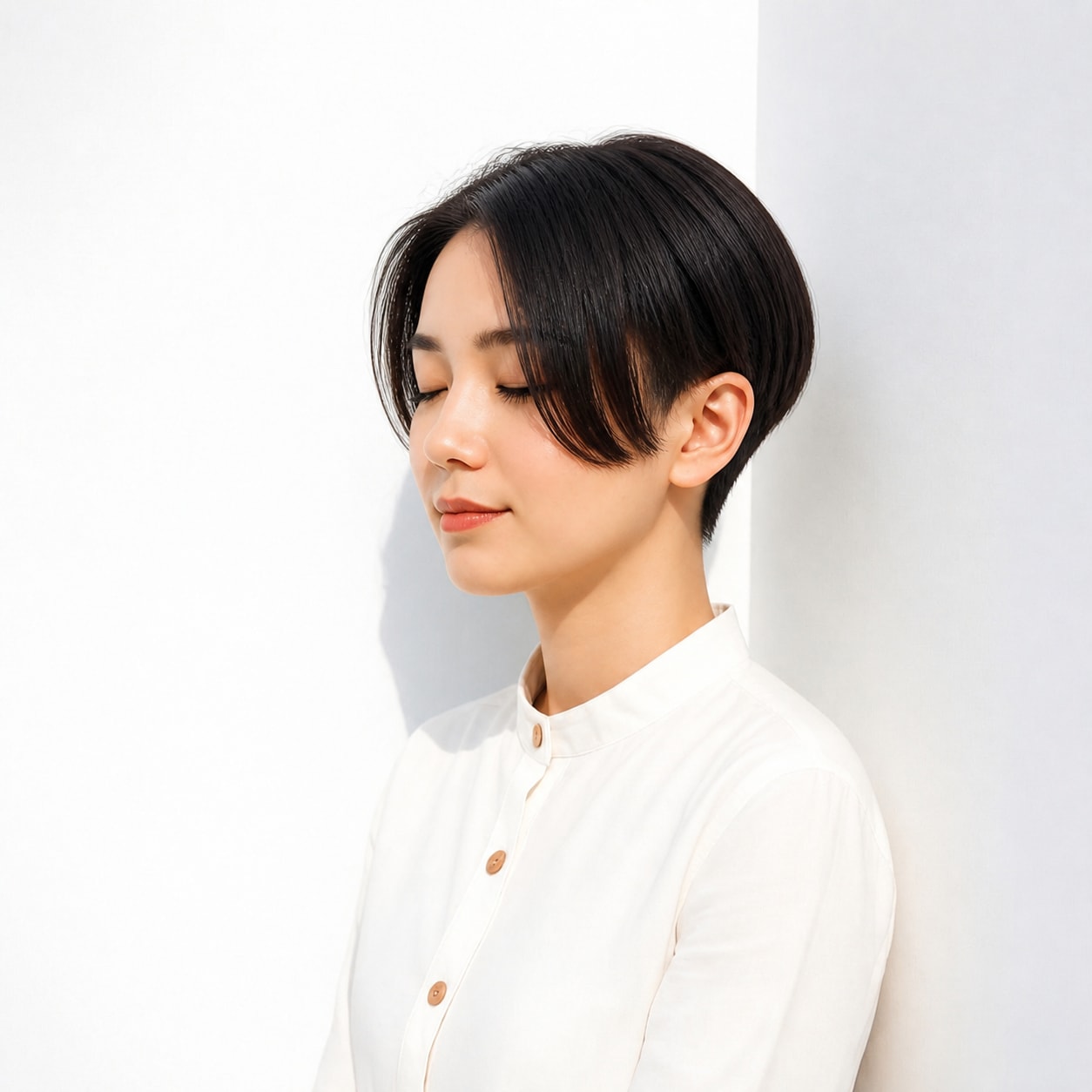 6. 女性のツーブロック × センターパート：長い前髪をすっきり