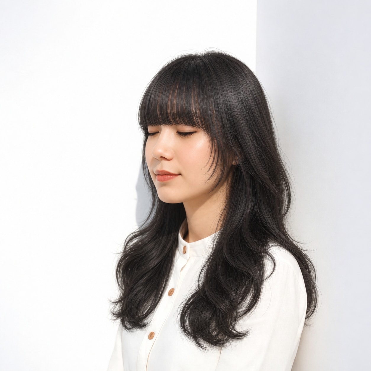 6. 重めバング × ストレートバング：毛先がばらつかず、端正な重さを見せられます