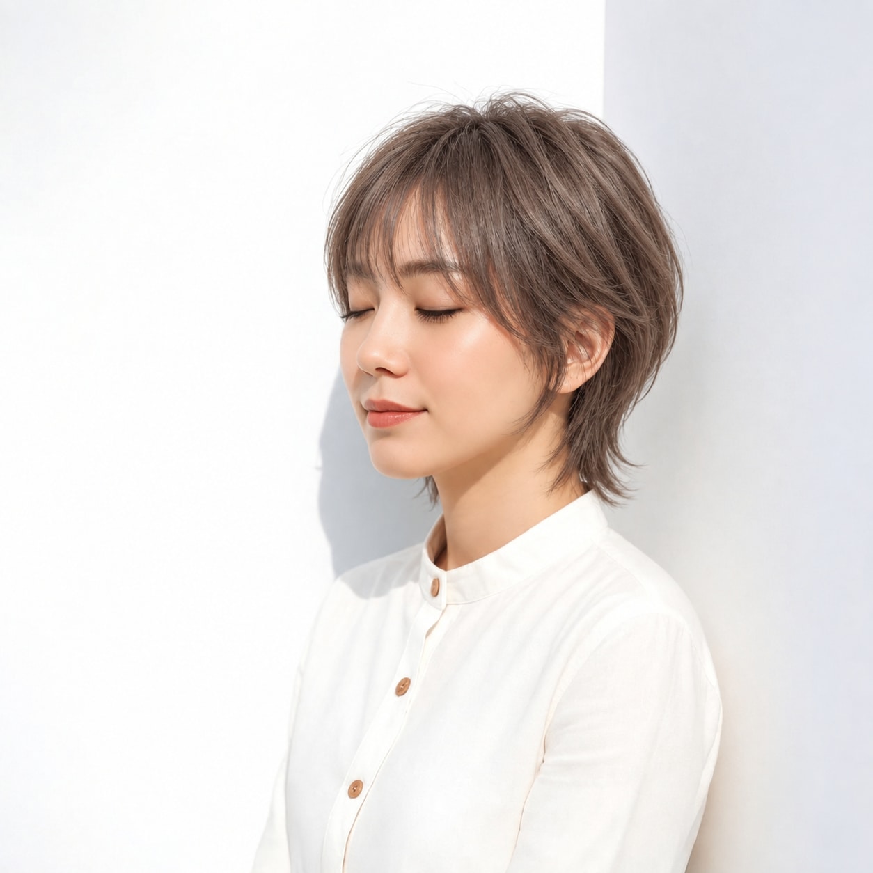 7. ウルフレイヤー × ショート × 2段レイヤー：上は丸く下は軽く見え、ウルフ特有の差が伝わります