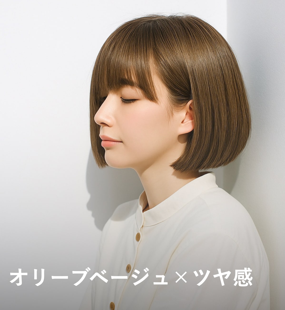 7. オリーブベージュ×ツヤ感