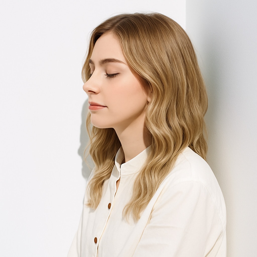 7. シナモンベージュ×ハイトーン：中間巻きウェーブが軽やかに揺れるスタイル