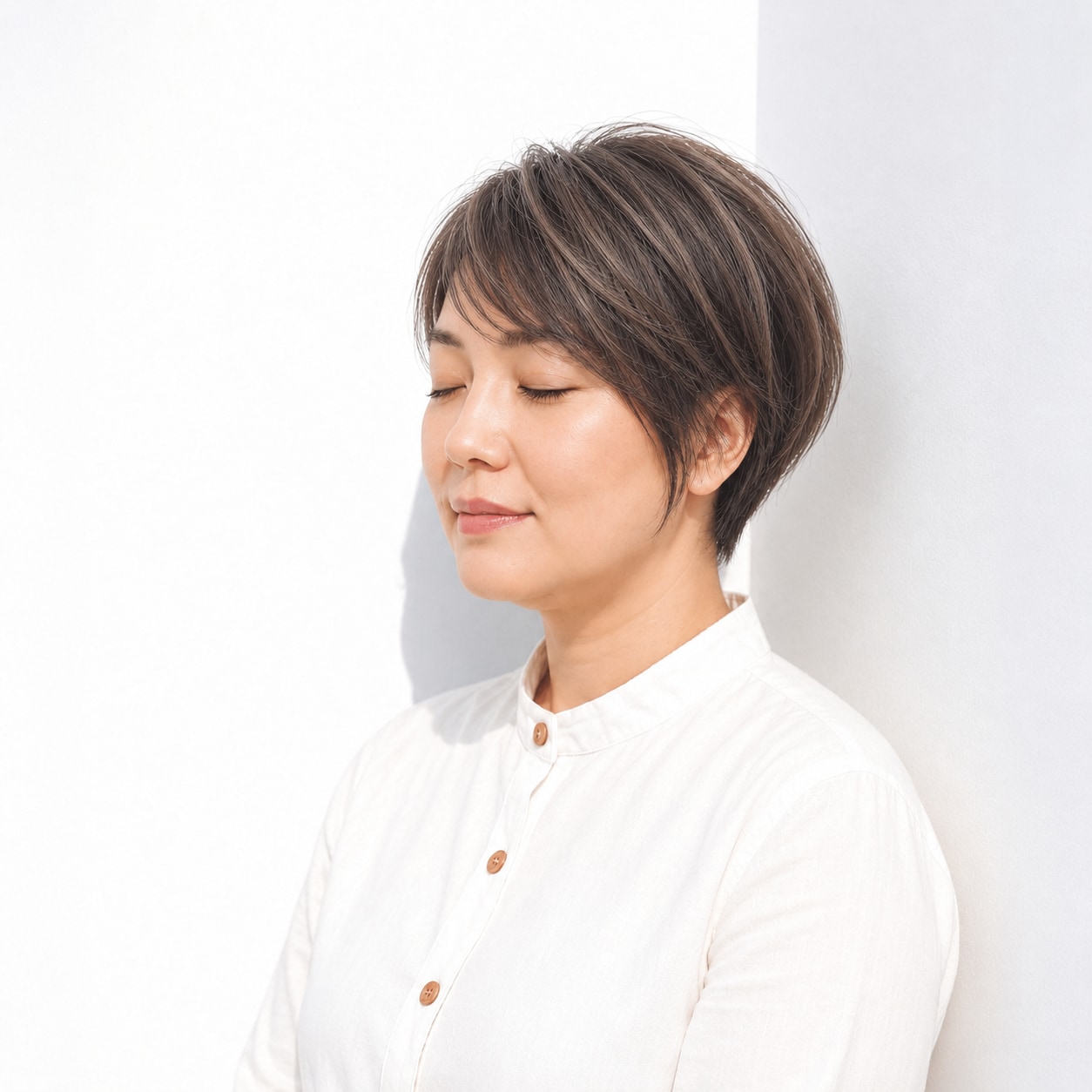 4. コンパクトショート × 丸み：すっきり上品なシルエット