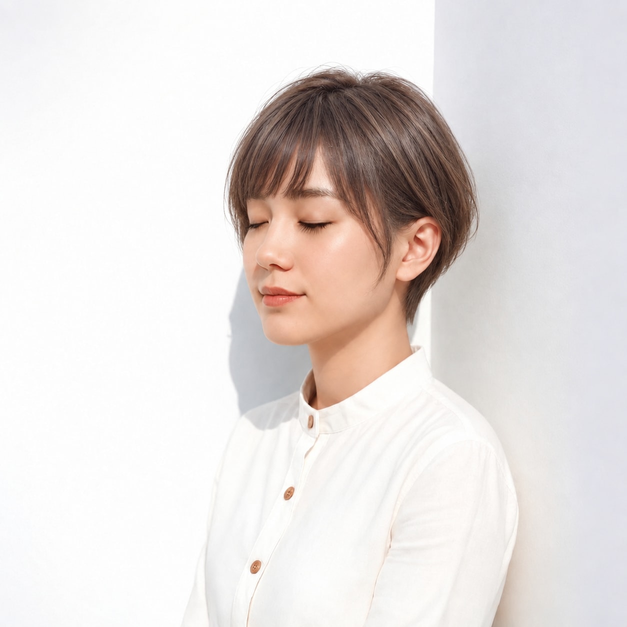 7. ショートボブ × サイドバング：細い毛束で輪郭を縁取る