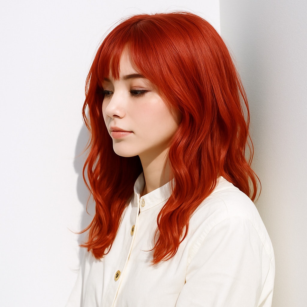 7. ピンクオレンジ×ロング：甘さと柔らかさが魅力的に映える