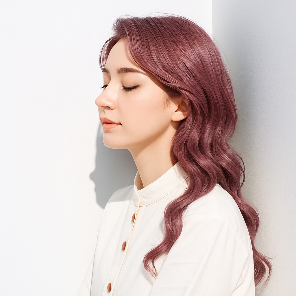 7. ピンクパープル×明るめ：顔周りをふんわり明るく見せる