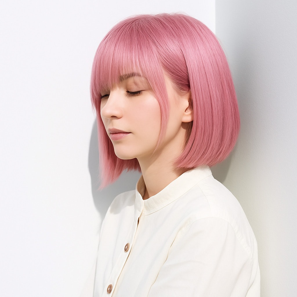 7. ピンクブロンド×ハイトーンカラー：透明感とツヤが魅力の大人色