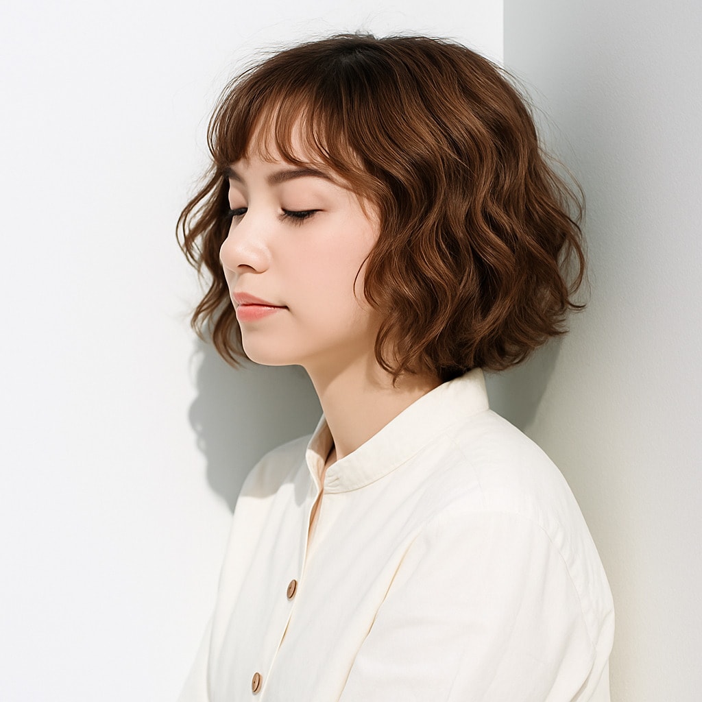 7. ブラウンベージュ×軽やかパーマ：顔まわりを軽やかに映す空気感