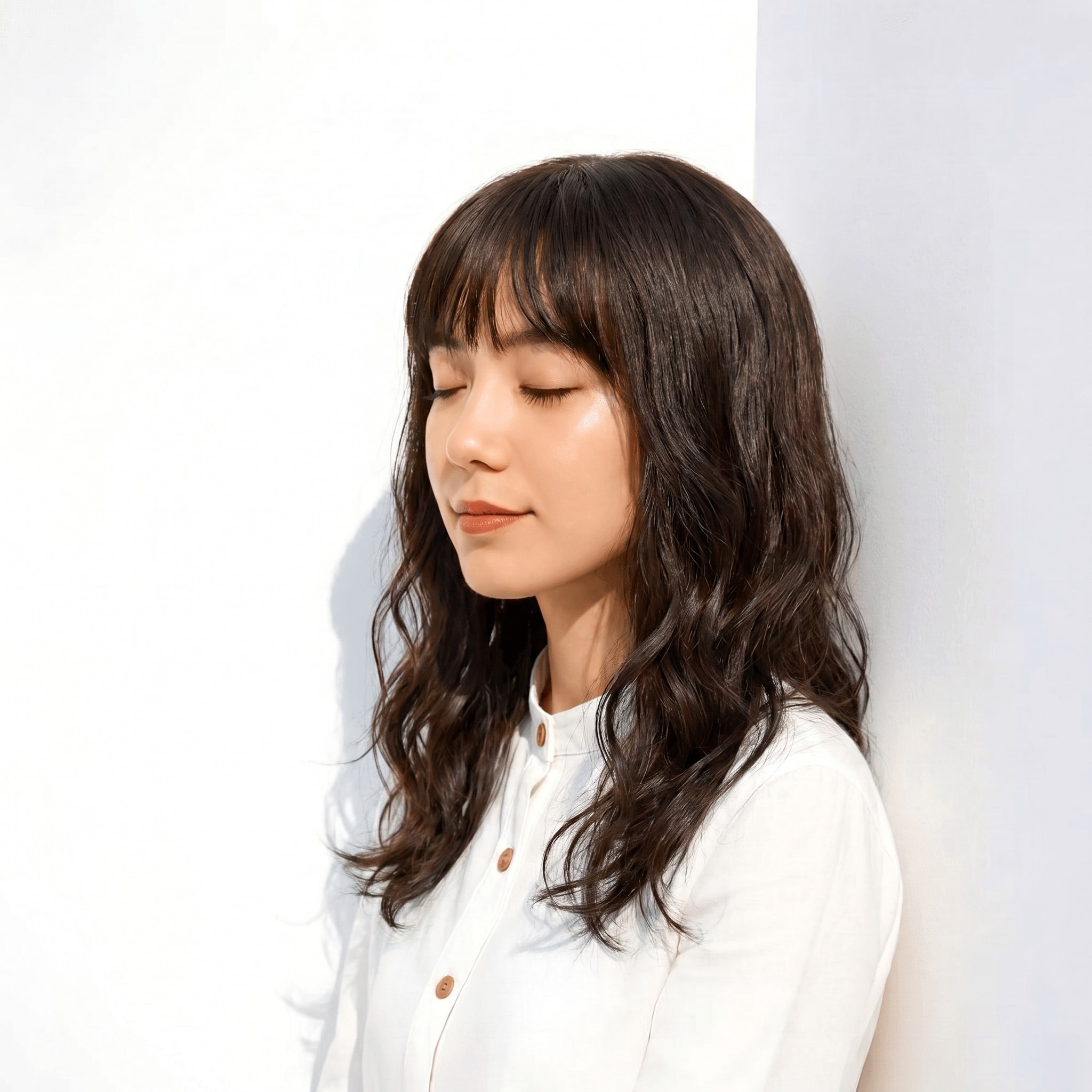 7. ブリーチなしピンクブラウン×ツヤ感: 光に当たるとほんのり赤みが透ける上品カラー