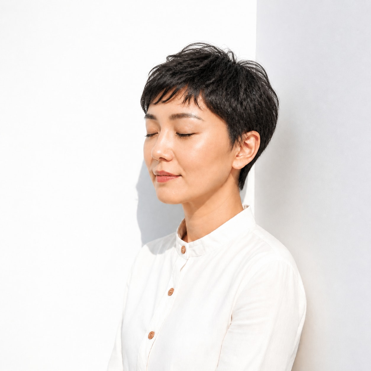 7. ベリーショート × ラフな毛束：40代を軽快に