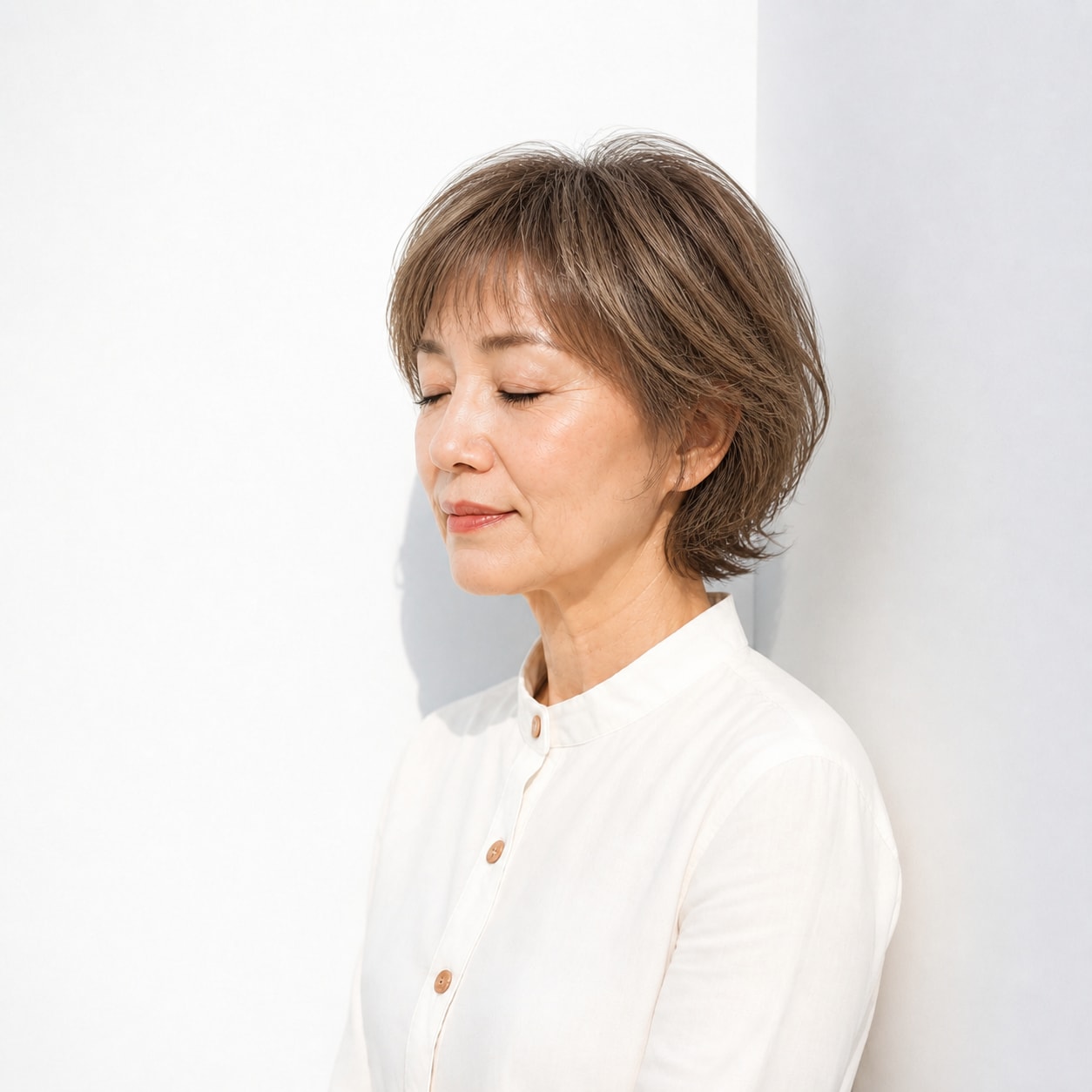 7. ボブ × グレージュショート：白髪を自然に楽しむ