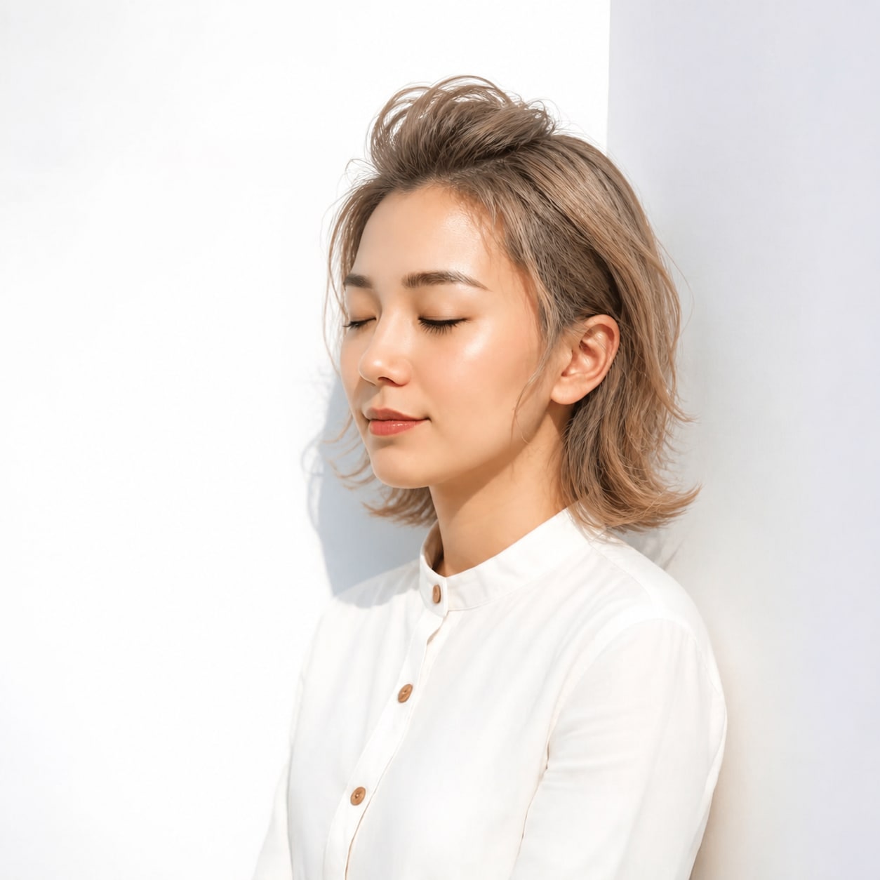 7. ポンパドール × 明るめボブ：軽やかで華やかな雰囲気に