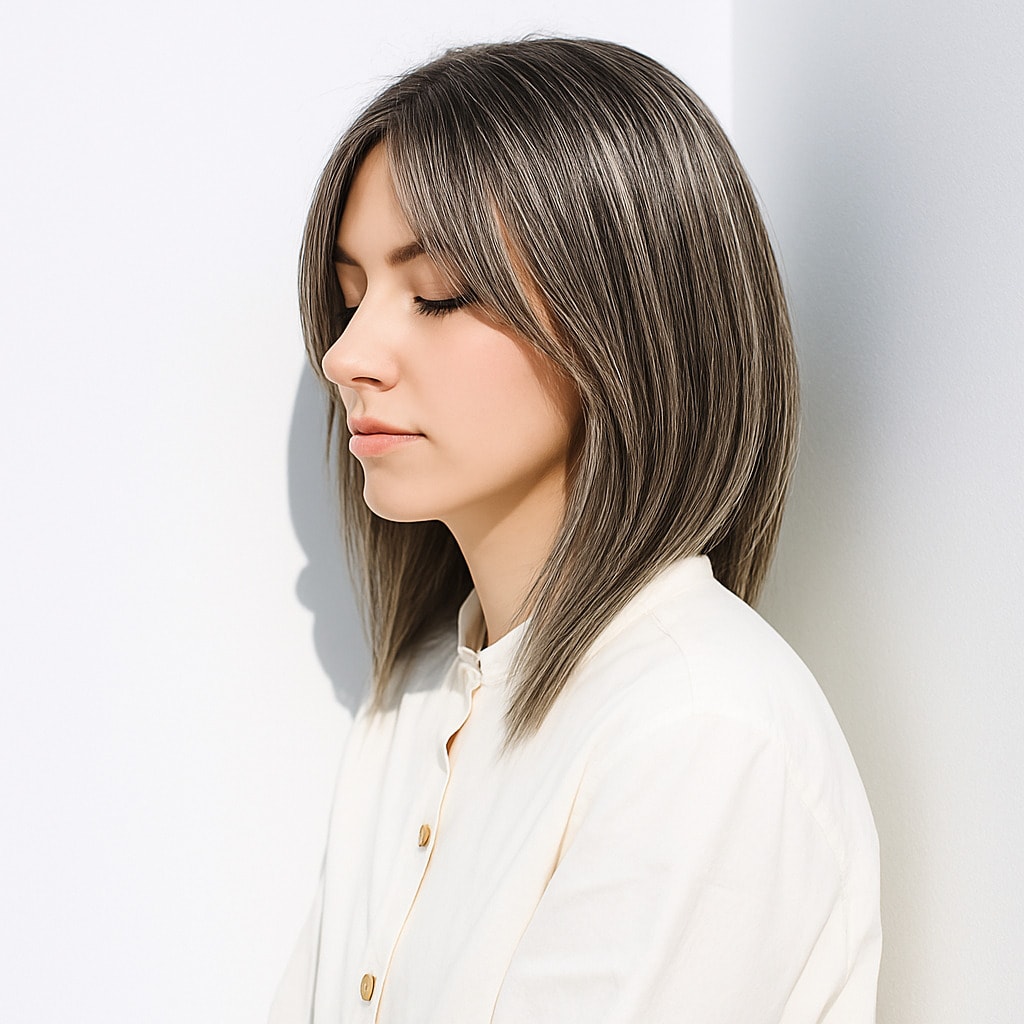 7. ホワイトベージュ×ハイライト：軽やかな奥行きで魅力を引き出す