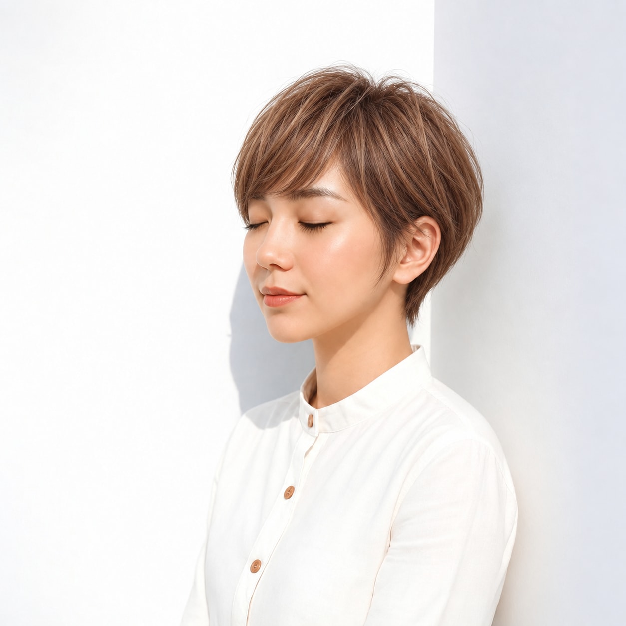 5. マッシュショート × 丸い前髪：愛らしく軽やかに