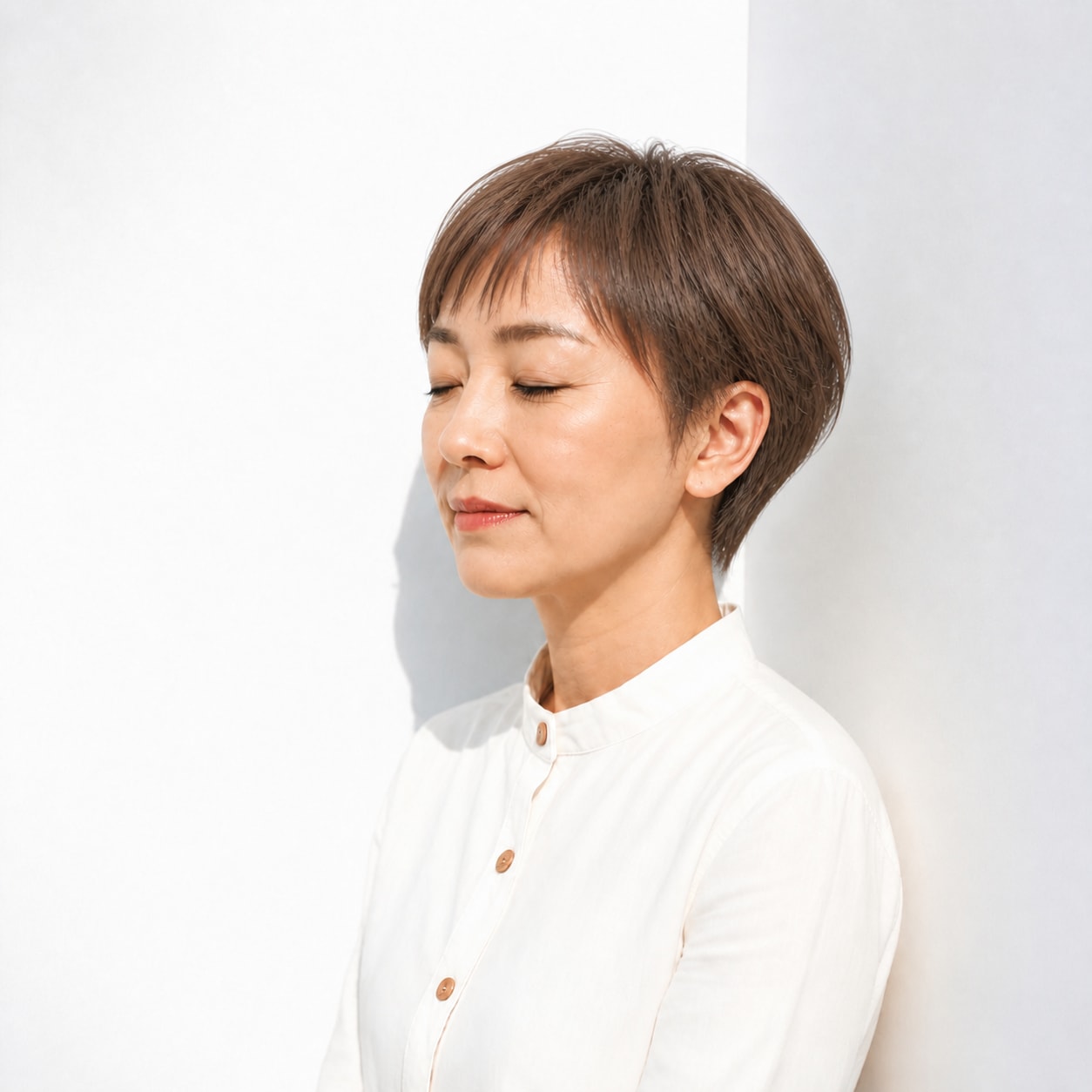7. マッシュショート × 短めバング：50代を軽快に