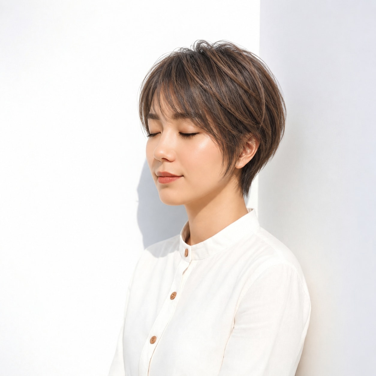 6. マッシュボブ × 明るいライン：毛束の重なりで立体感を楽しむ
