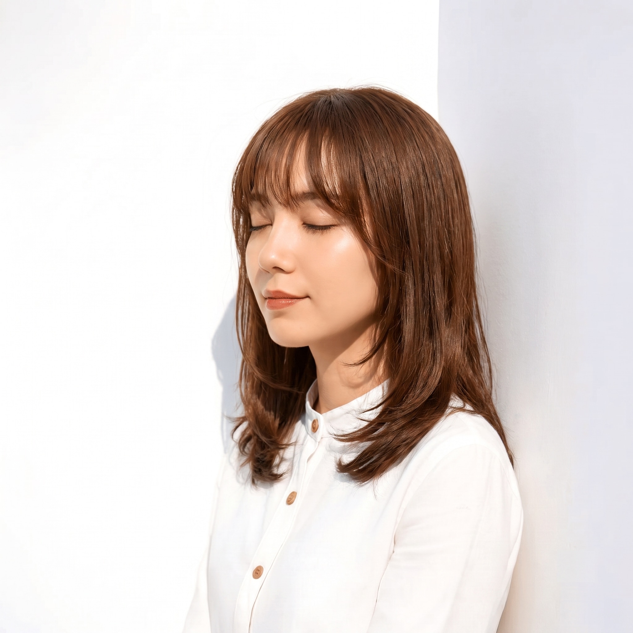 7. モカブラウン×ウェーブミディアム: 赤みとベージュの中間で肌になじみやすい