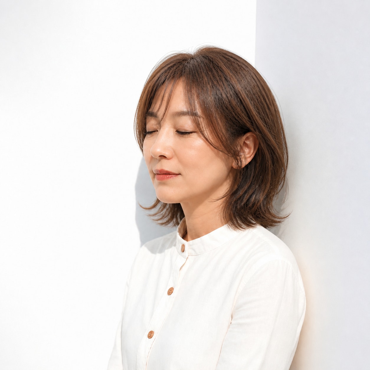 7. レイヤーボブ × くびれミディ：50代の首筋をすっきり