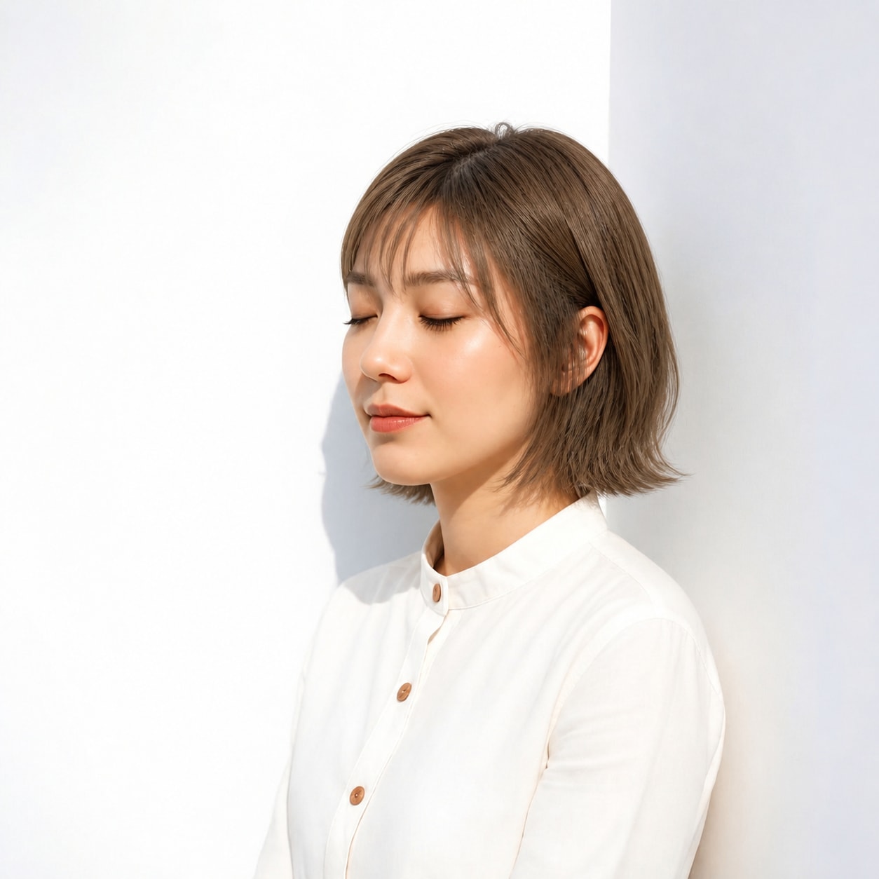7. 外ハネボブ × 前髪あり × シースルーバング：肩上をすっきり見せる