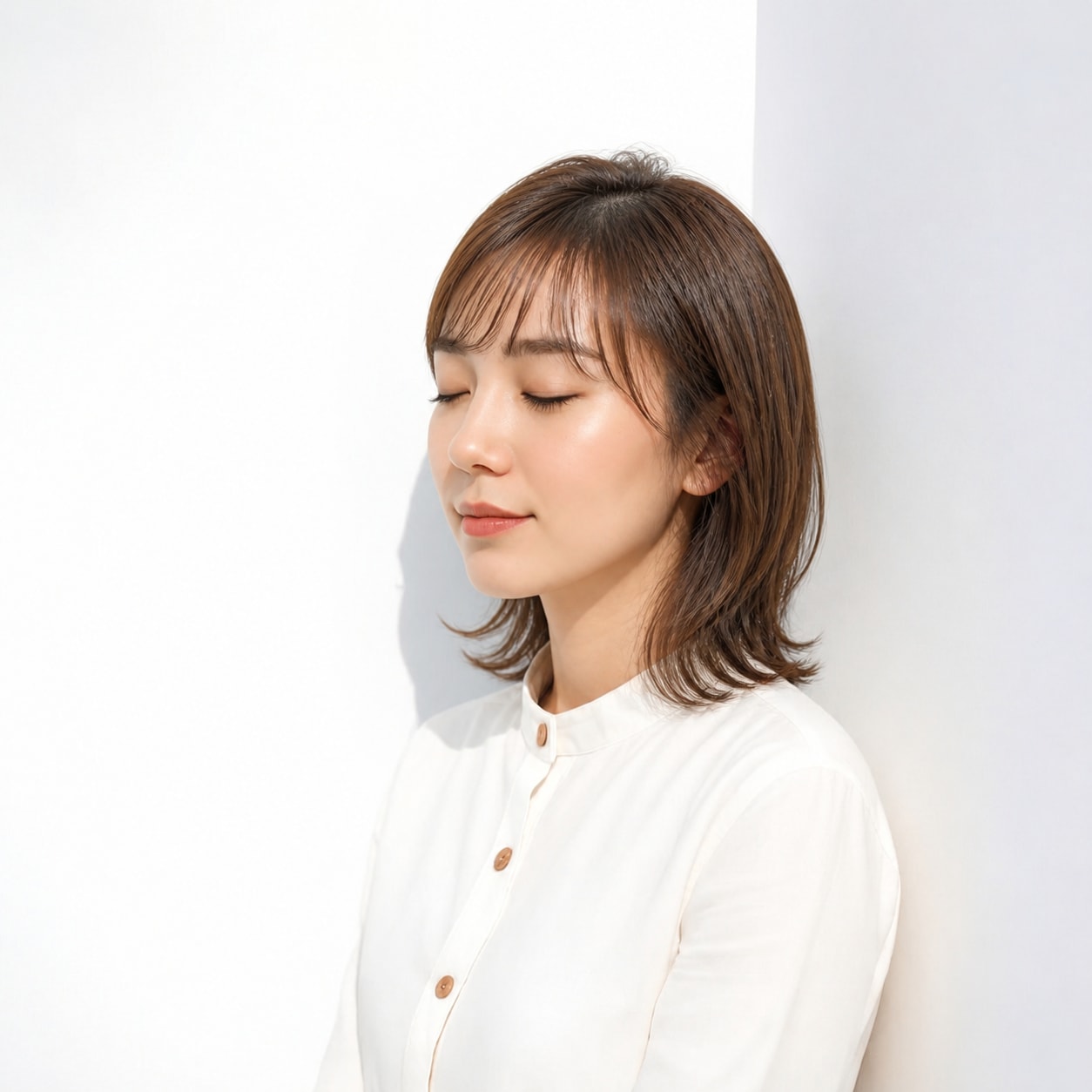 7. 長めボブ × 薄め前髪：肩まわりの外ハネを楽しむ