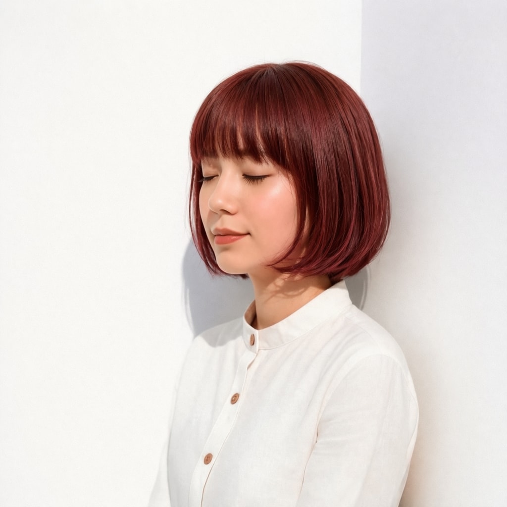 7._切りっぱなしボブ_スモーキーピンク