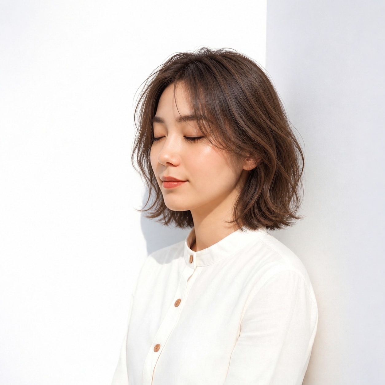 8. ゆるめボブパーマ × 前髪パーマ：顔まわりだけ直線にならず、全体の質感が自然につながります
