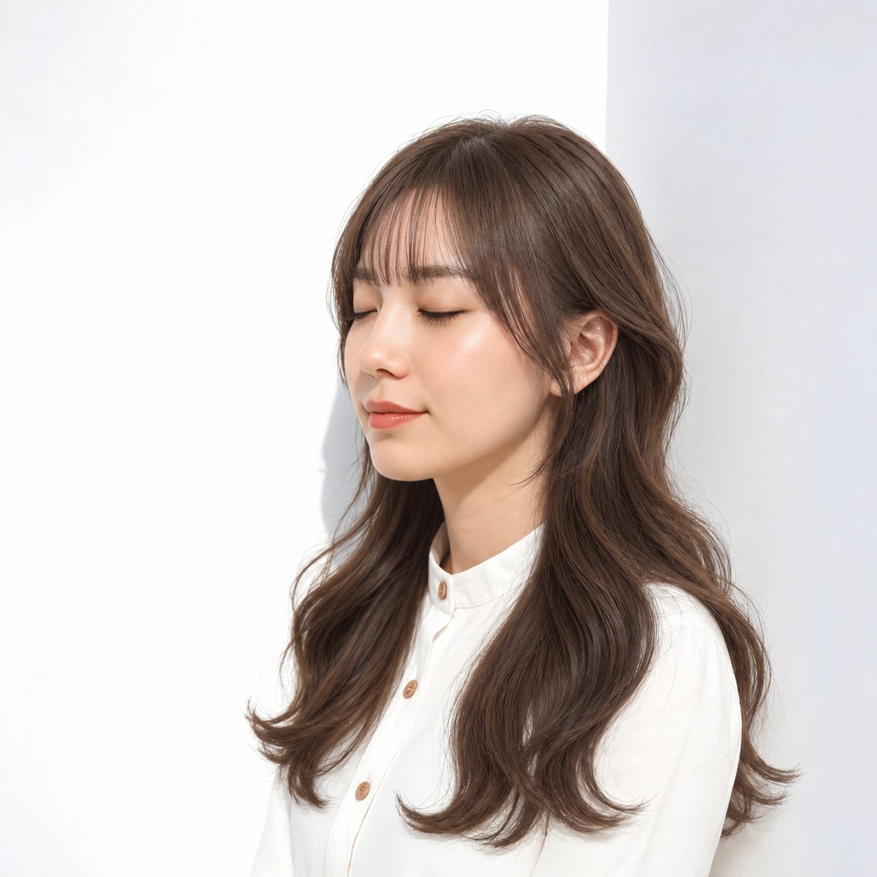 8. ゆる巻きロング × ブラウン：大きなカールで愛らしく