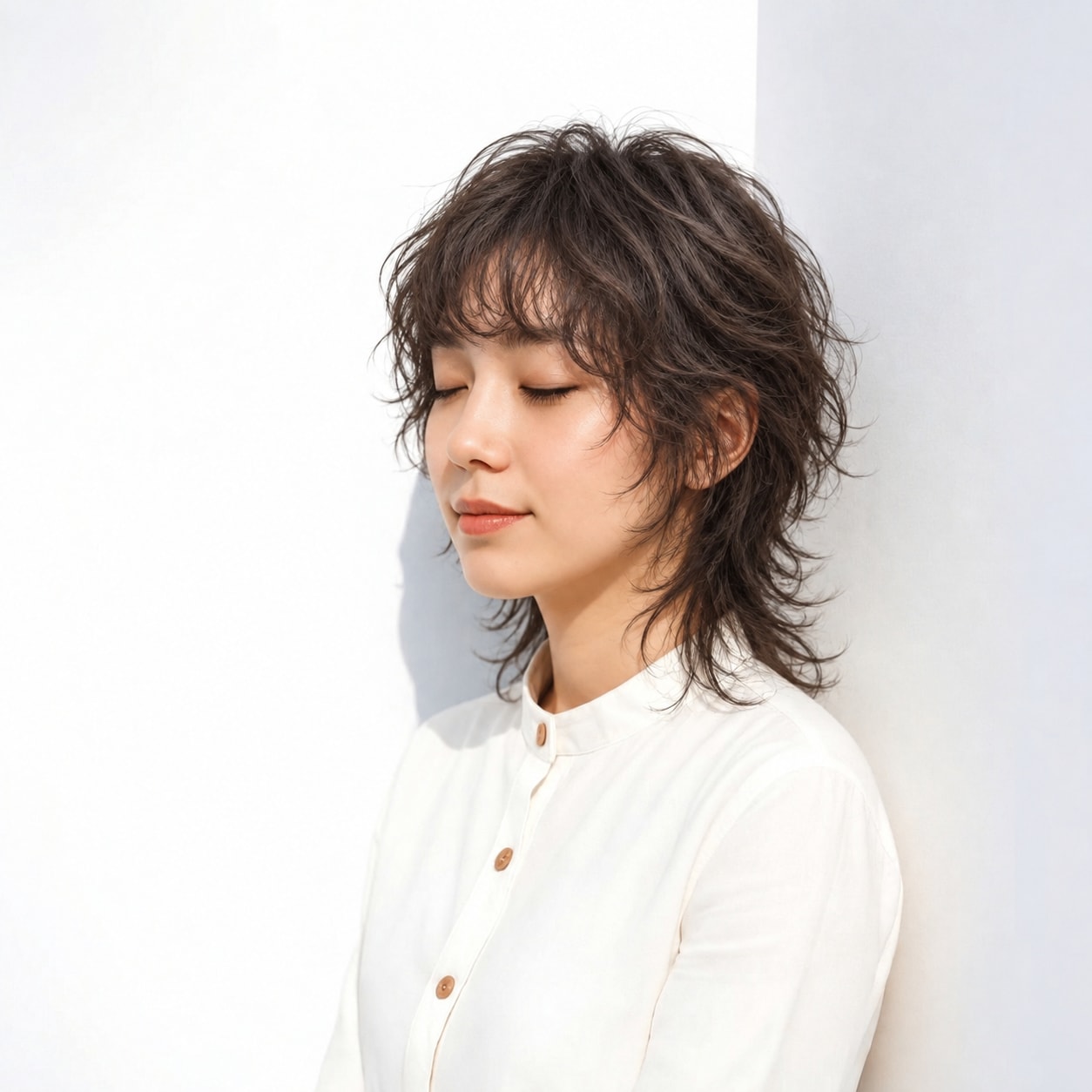 8. ウルフパーマ × くびれシルエット：丸みと動きで女性らしく