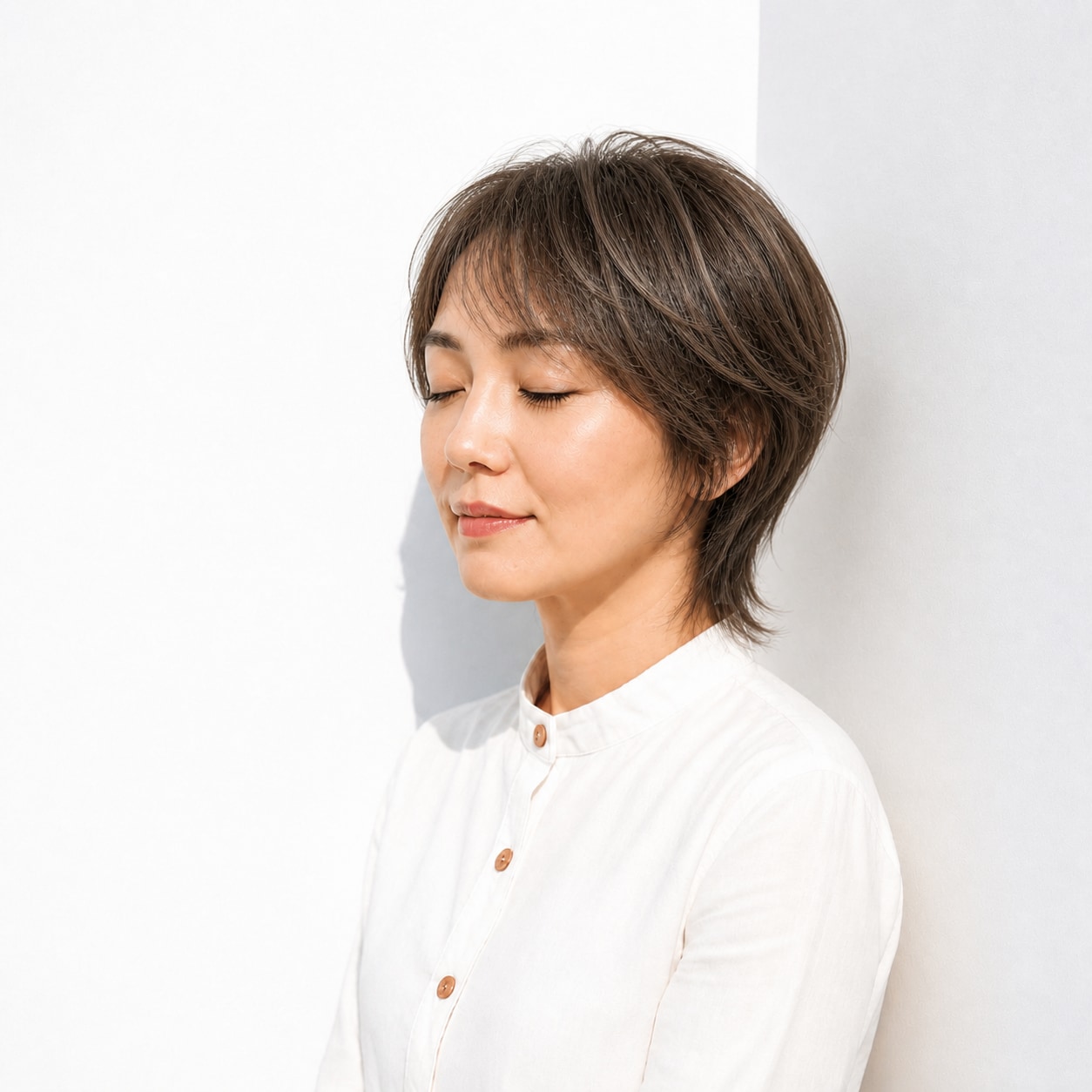 8. ウルフボブ × 丸みトップ：40代の髪をふんわり