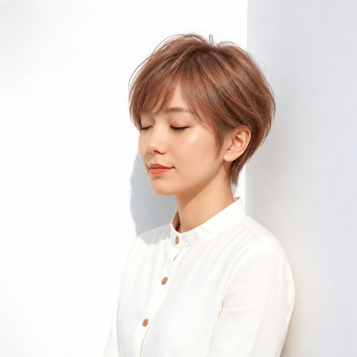 淡めオレンジアッシュを合わせたベリーショート