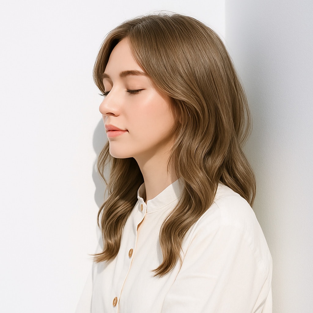 8. カーキベージュ×透明感：軽やかな透明感が続く髪色