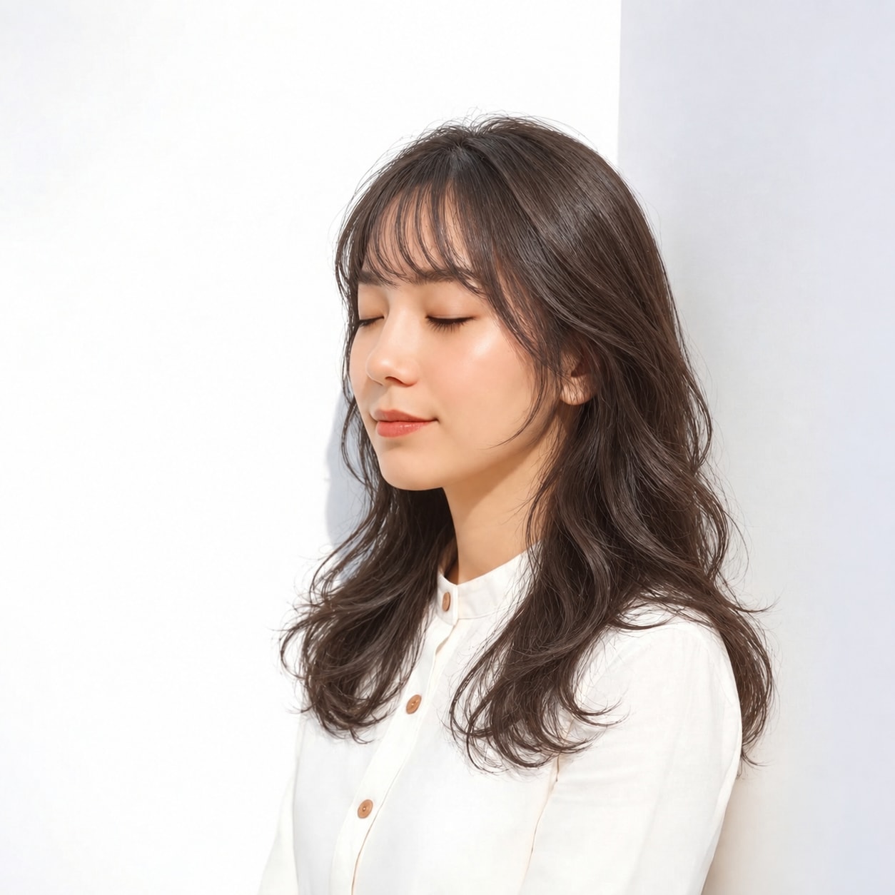 8. コスメパーマ × エアリーカール：カールの隙間から髪が動き、ボリュームが重く見えません