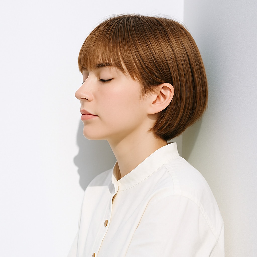 8. シアーベージュ×ショートボブ：年齢問わず華やかさを楽しんで