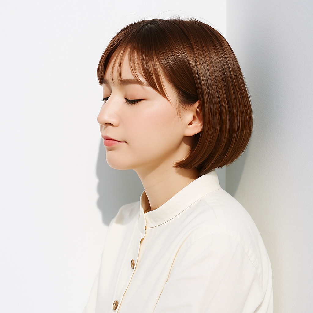 8. ショコラベージュ×明るめ：透け感が表情を明るく見せてくれる