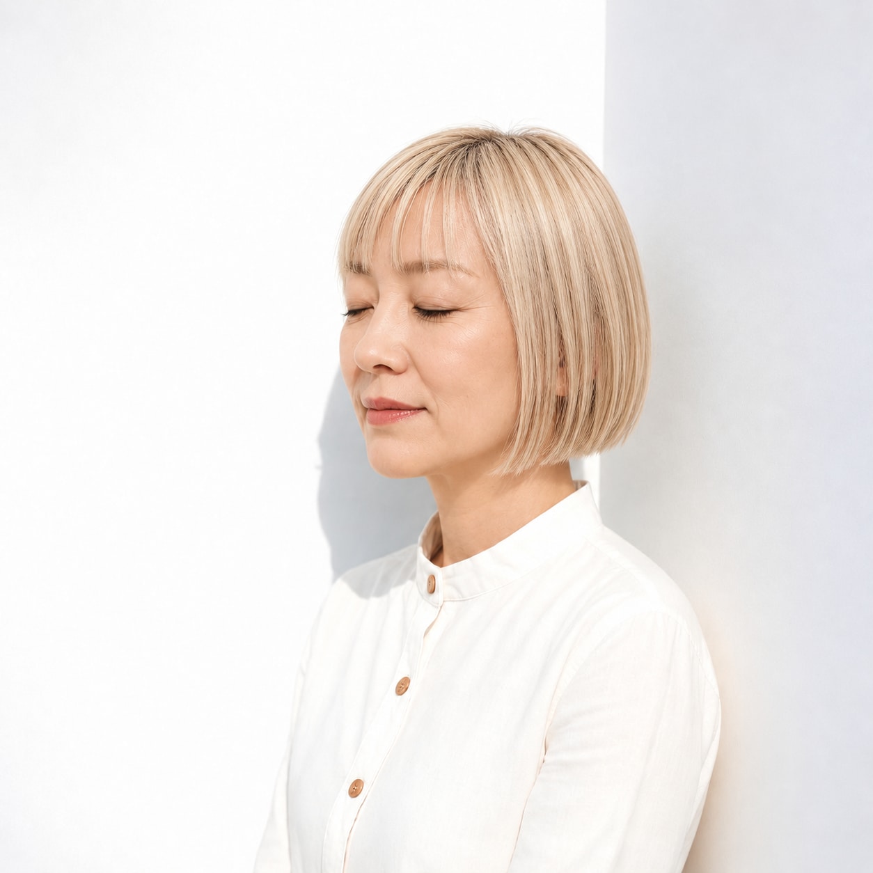 3. ストレートボブ × ベージュ：まっすぐなラインを楽しめる