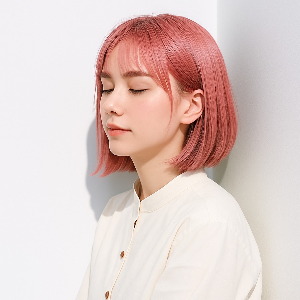 8. ピンクブロンド×抜け感：軽やかでおしゃれな垢抜けスタイルに