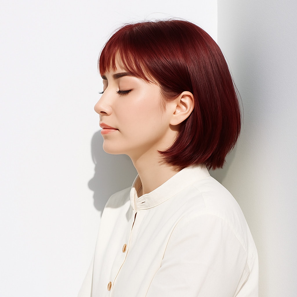 8. ピンクレッド×暗め：モード感を引き立てる上品カラー