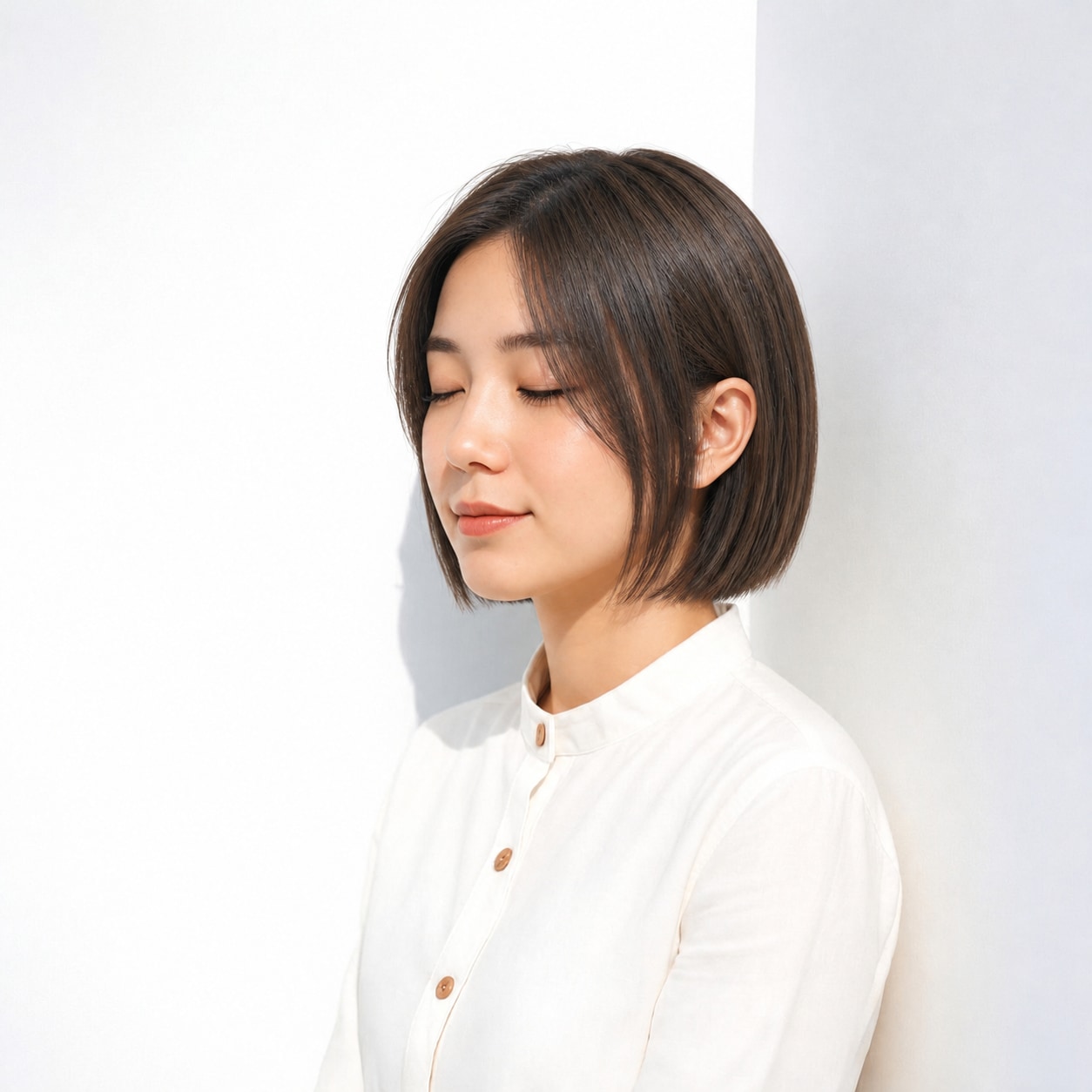 8. ヘイリーボブ × センターパート：端正なシルエットに