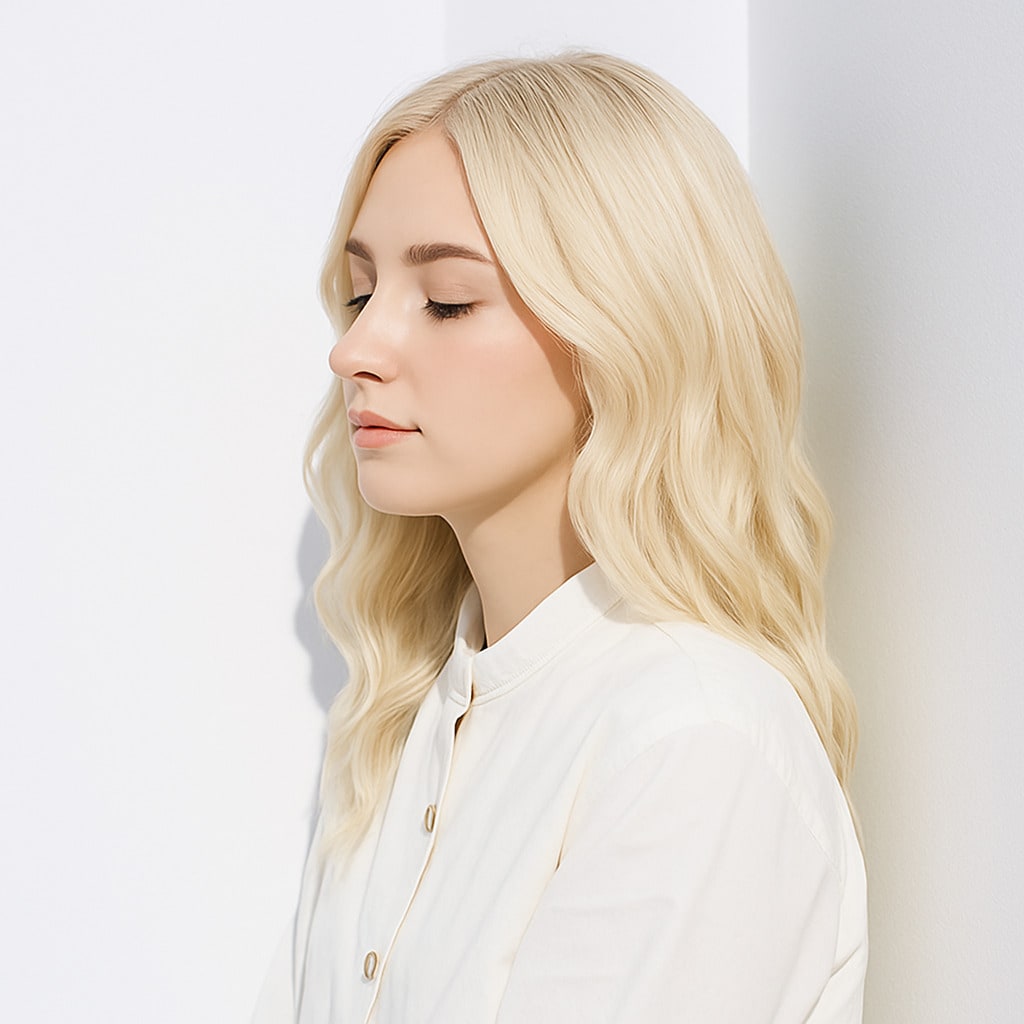 8. ホワイトブロンド×外国人風：やさしい発色で大人の魅力を引き出す