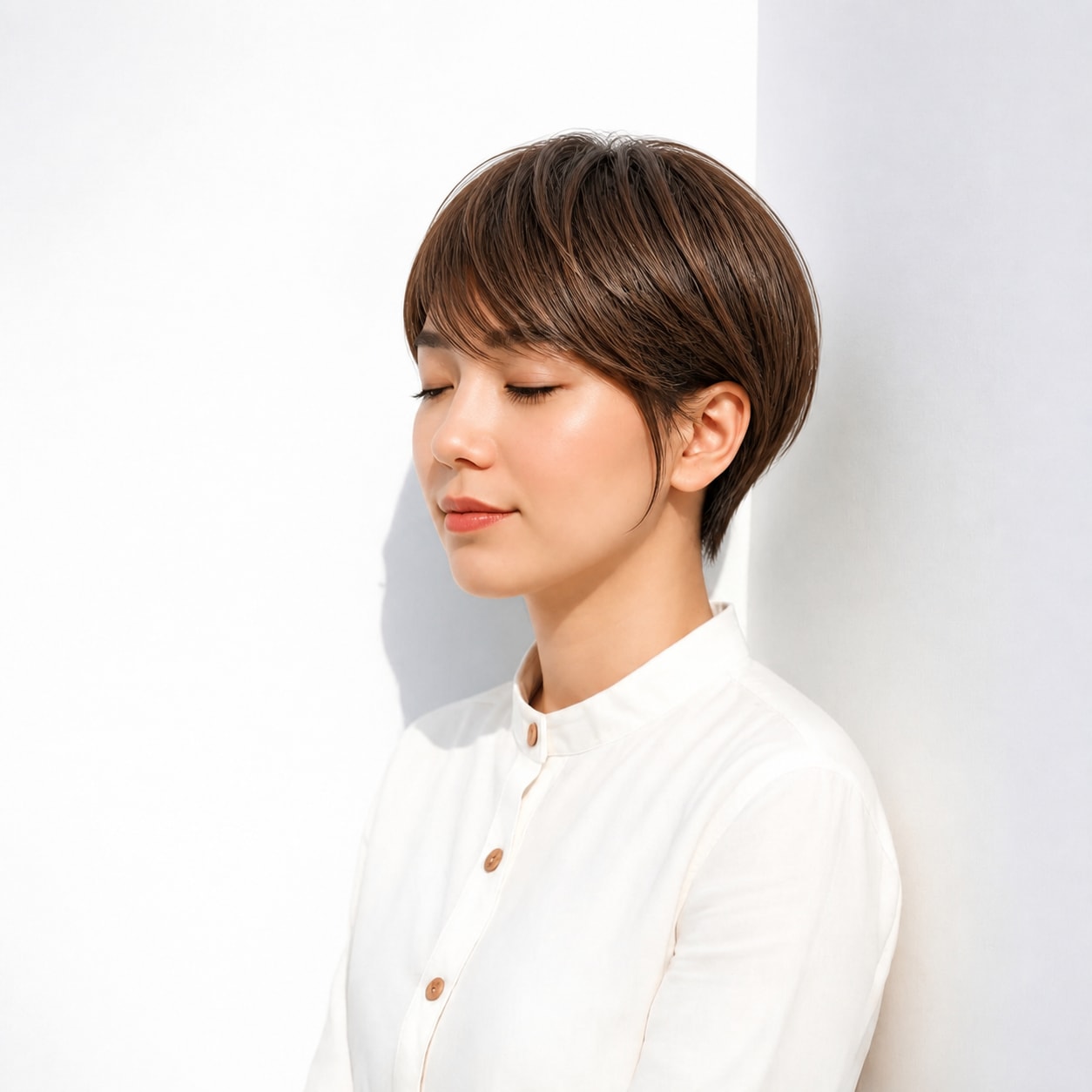 8. マロンブラウン × 丸みショート：やさしく親しみやすく