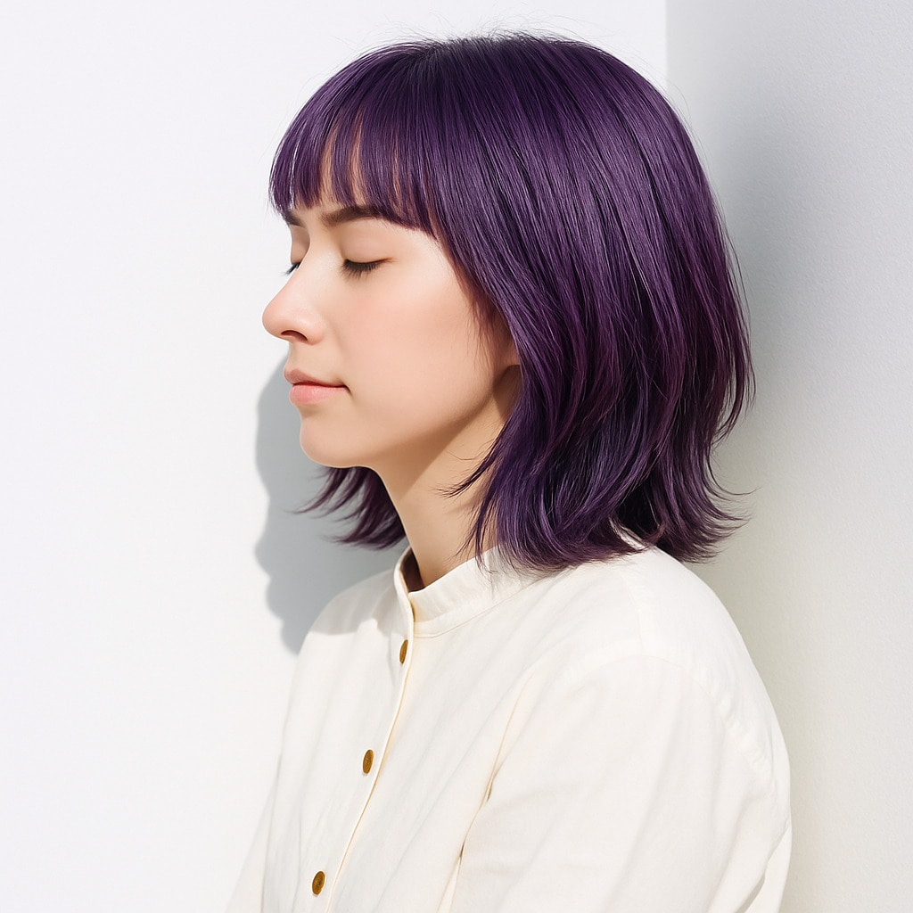 8. ラベンダーベージュ×パープル：深い紫が肌を明るく見せる